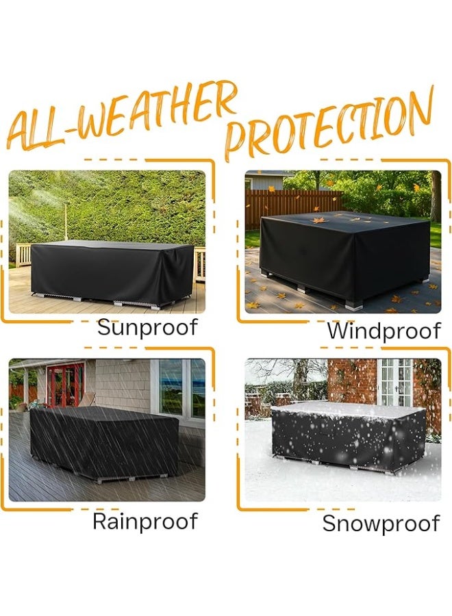 أغطية اثاث الحديقة والفناء مقاومة للماء، أغطية واقية من قماش اوكسفورد عالية التحمل مقاومة للأشعة فوق البنفسجية لكنبة مربعة في الهواء الطلق، 320×320×72 - Image 4